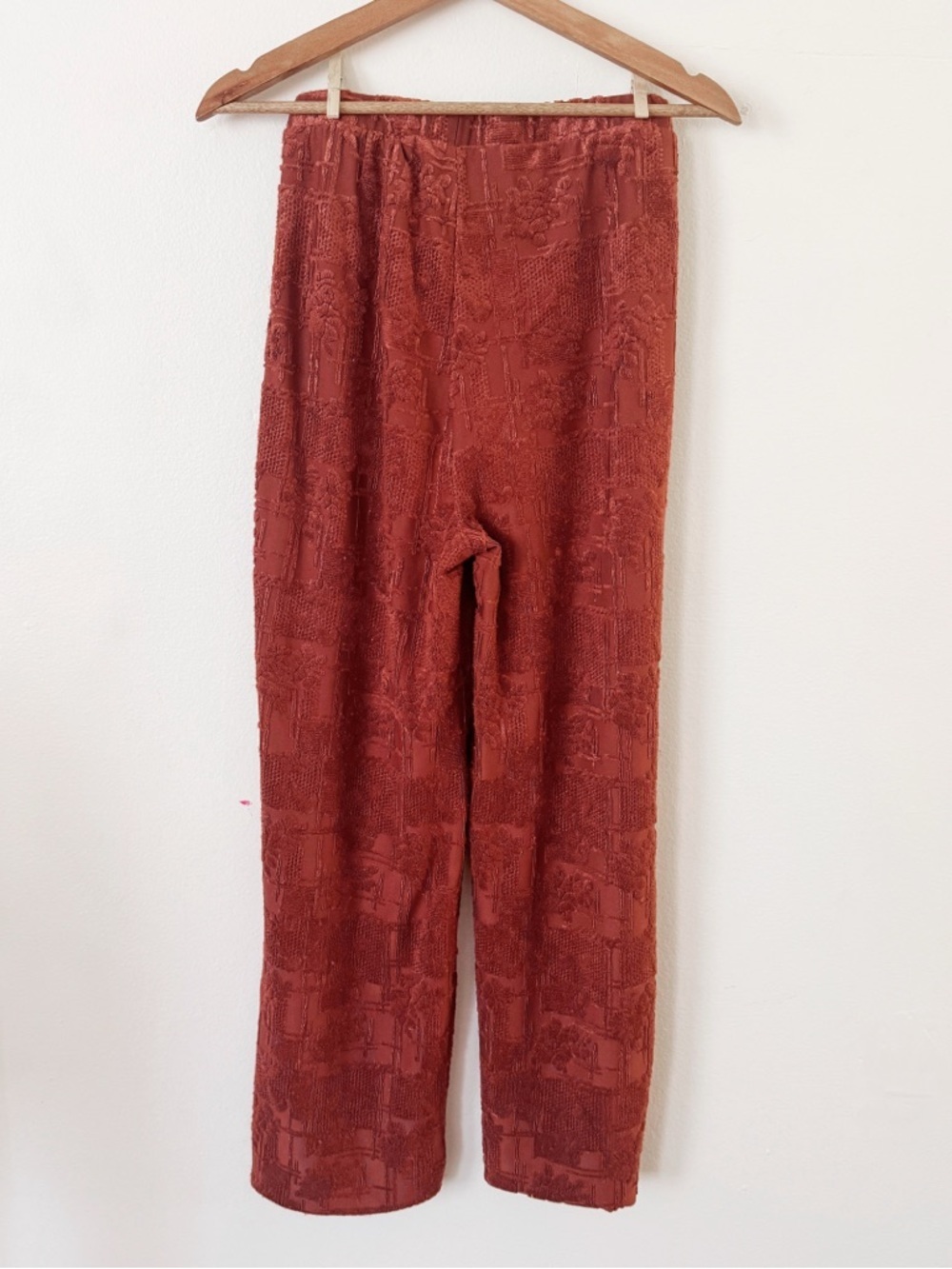 Zara Textured Wide-Leg Pants in Rust small - Picture 5 of 5